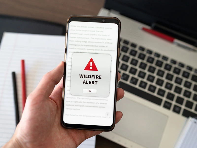 Wildfire notification appearing on the phone while in use.