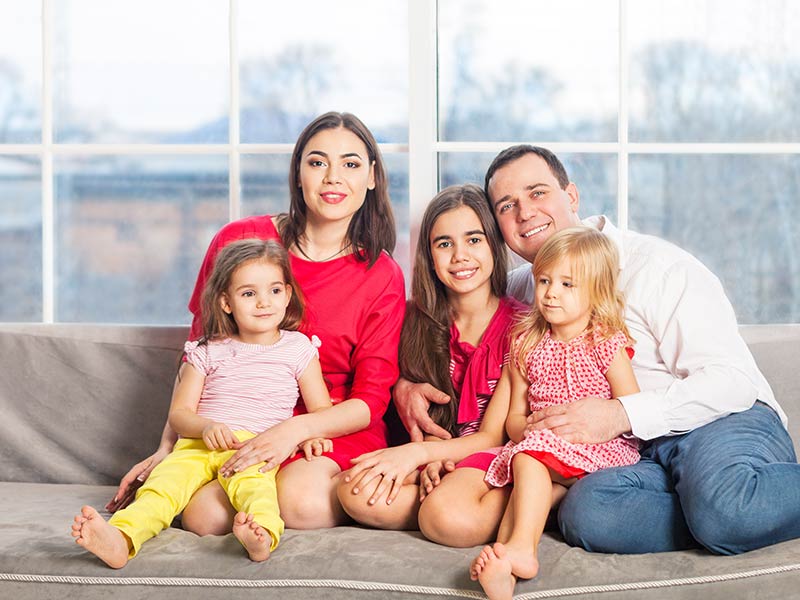 happy young family after a storm
