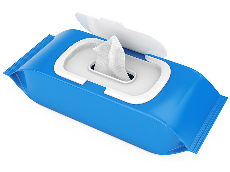 Blue Blank Packaging Wet Wipes Pouch