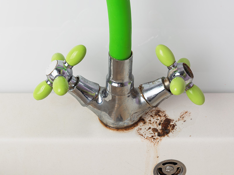 rust on metal water faucet