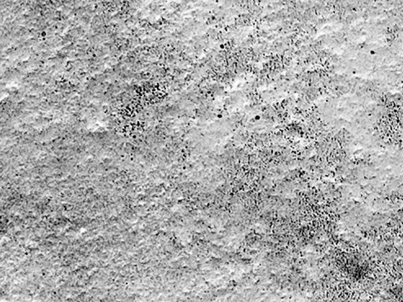 White concrete wall smoked with dark soot particles