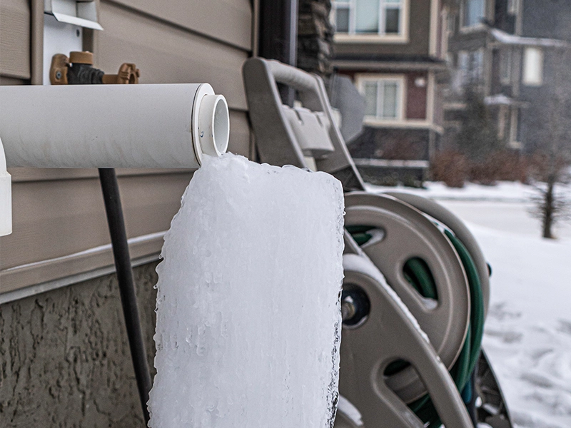 Furnace exhaust vent with Icicle from dripping water