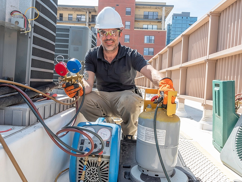 happy hvac worker